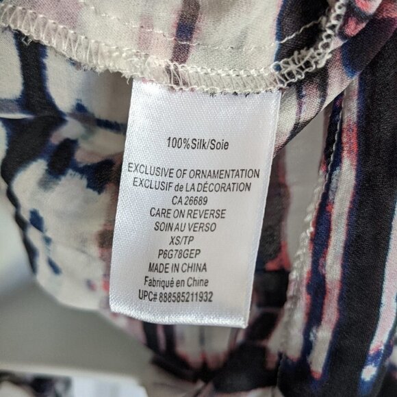 Parker Silk abstract pattern jabea ruffle collar blouse size XS @Z - Picture 8 of 10